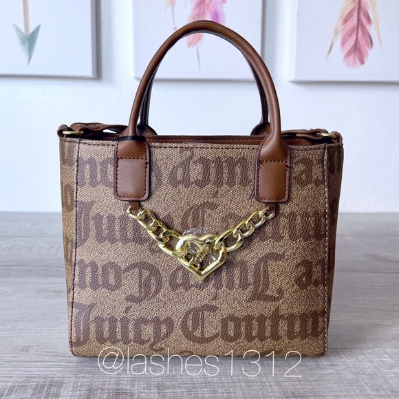 JUICY COUTURE Purse Change of Heart Mini Tote Bag - Brown Chestnut Chino - Picture 2 of 8